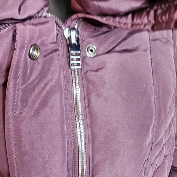 Kenneth Cole Plum Purple Feather Down Mid Trench Coat Jacket Parka Sz.M - Picture 8 of 9